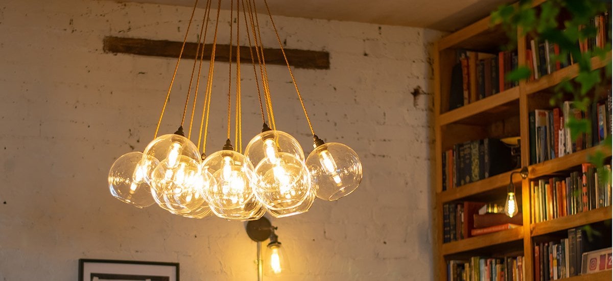 Lighting design for an award winning restaurant included a fabulous multi pendant chandelier