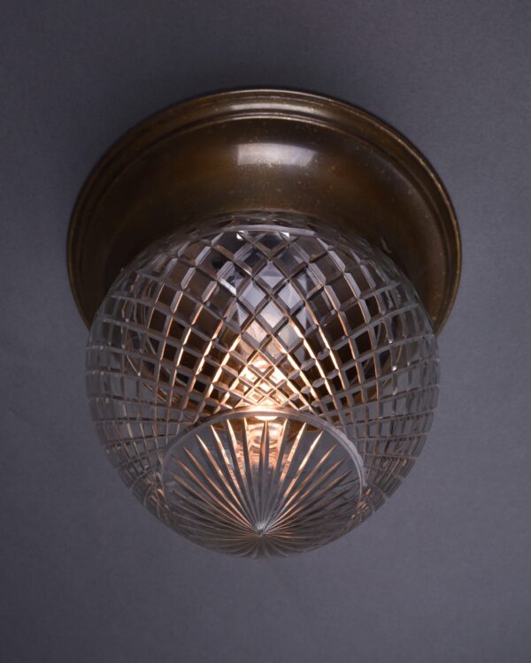 flush to ceiling light with hobnail cut glass shade