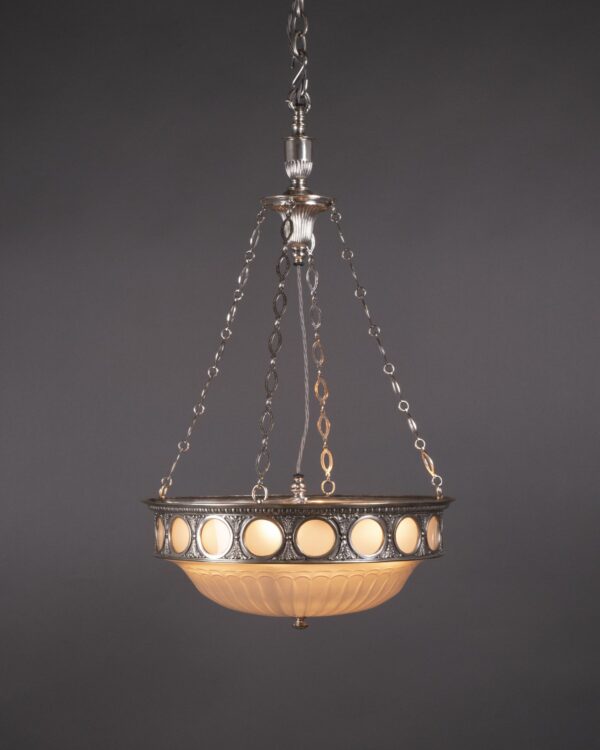 Superb F&C Osler antique ceiling light, this satin glass plaffonier is of exceptional quality
