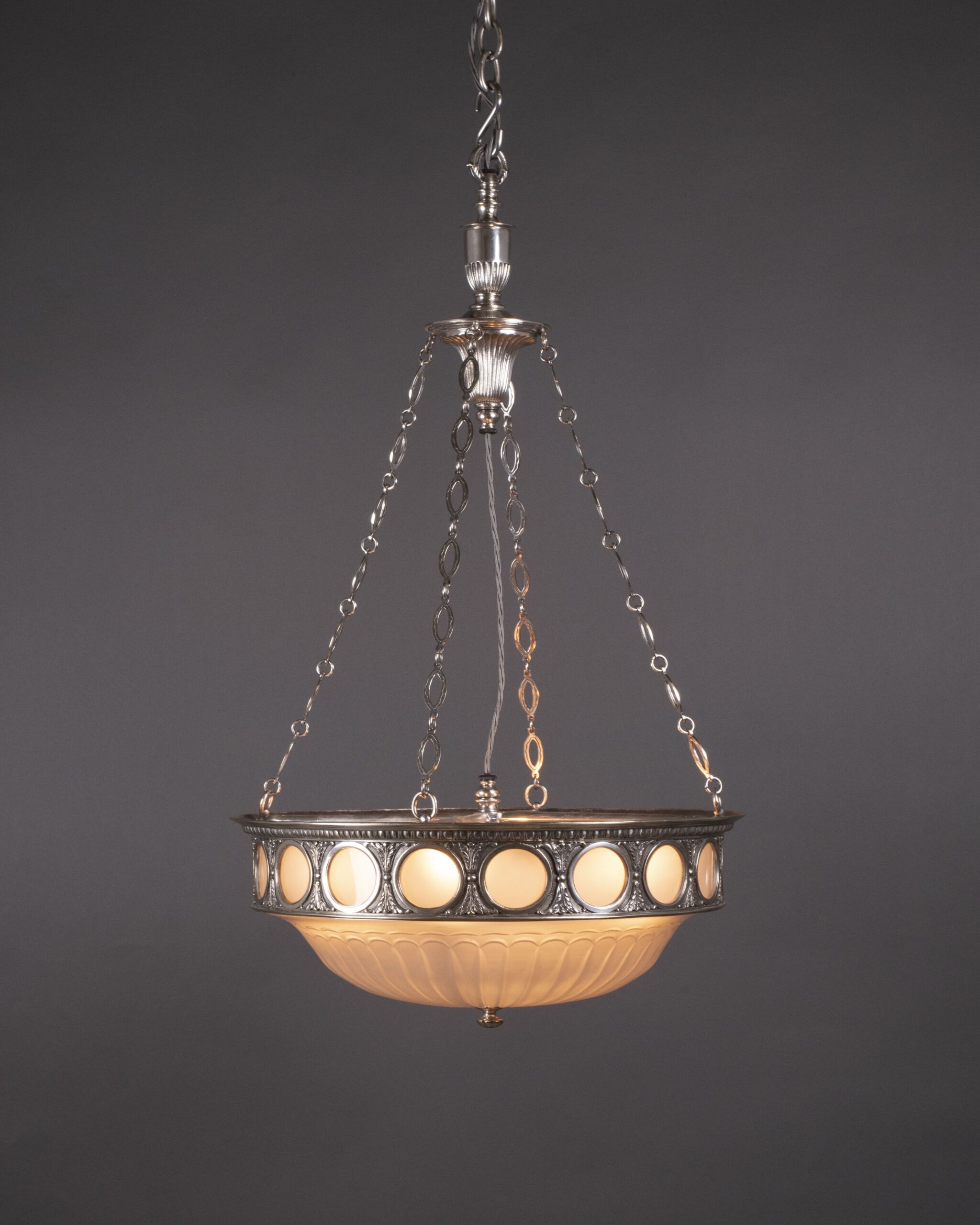 F&C Osler Antique Ceiling Light with Satin Glass Bowl