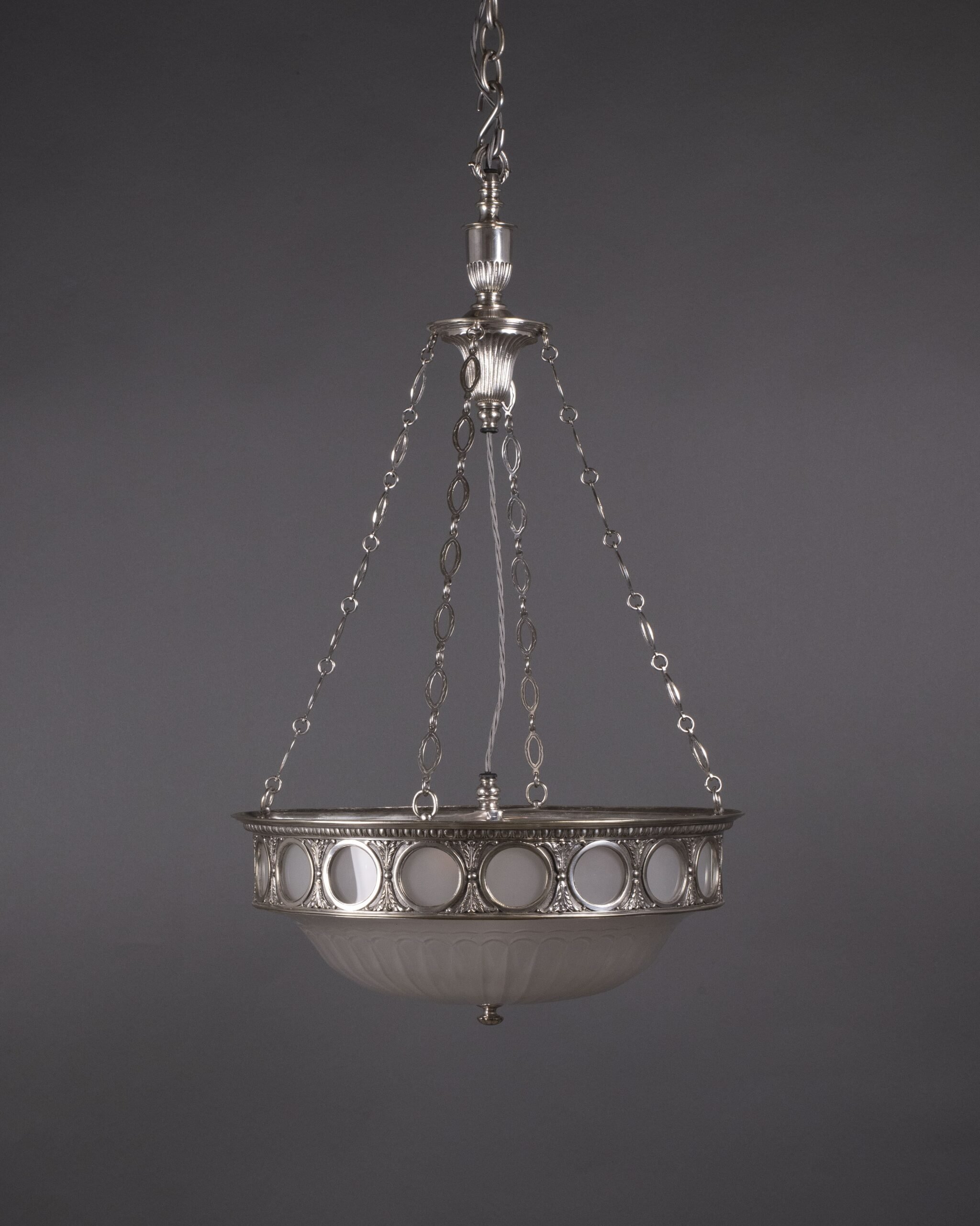 F&C Osler Antique Ceiling Light with Satin Glass Bowl 2