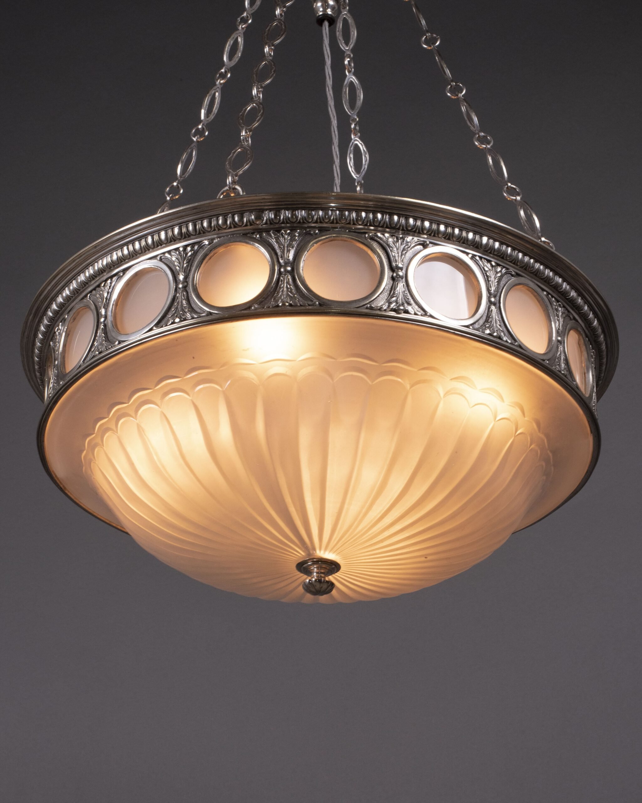 F&C Osler Antique Ceiling Light with Satin Glass Bowl 5