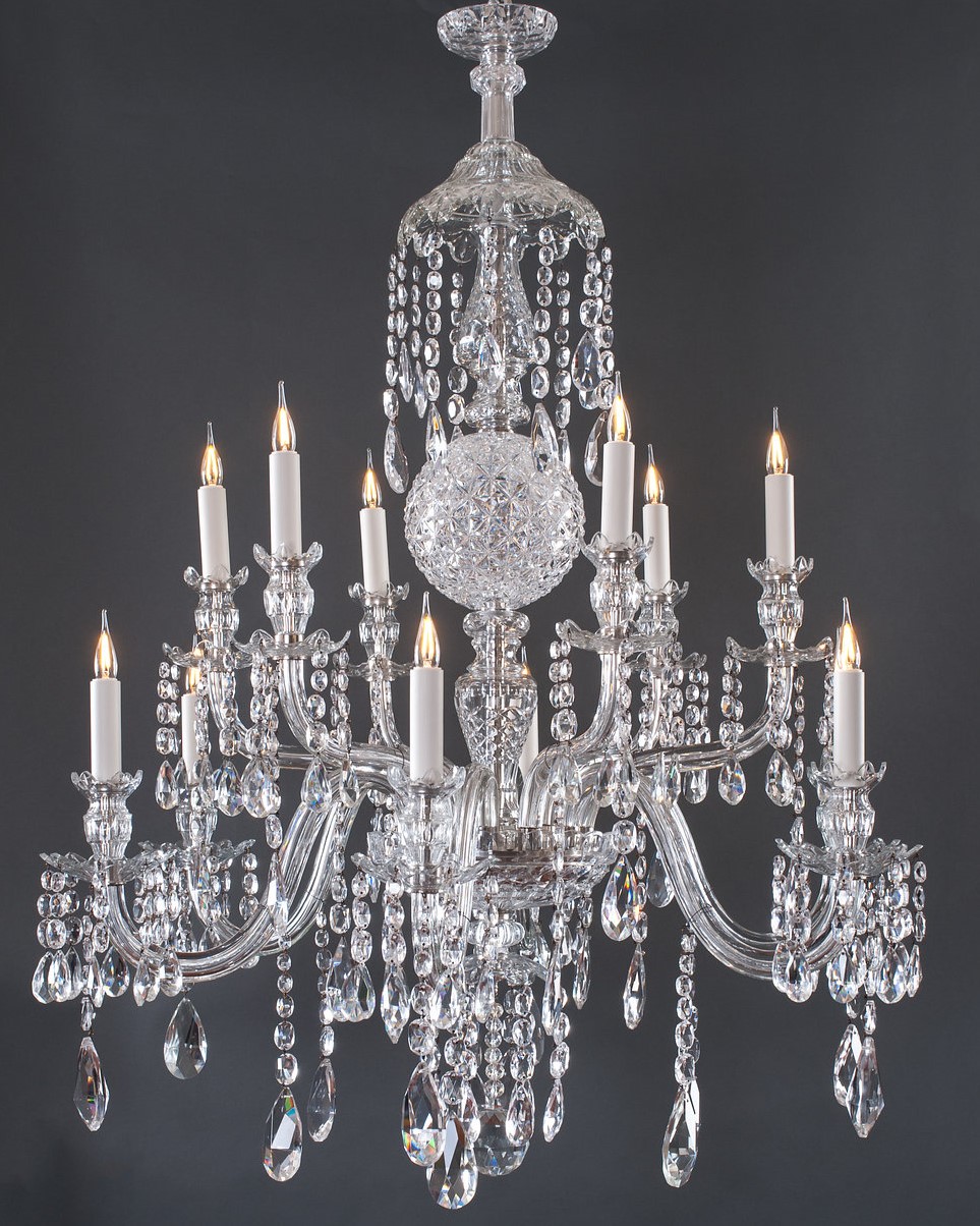 Perry & Co 12 Branch Antique Crystal Chandelier