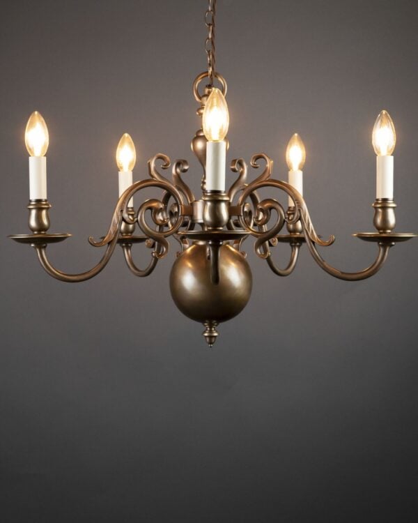 Flemish antique brass chandelier