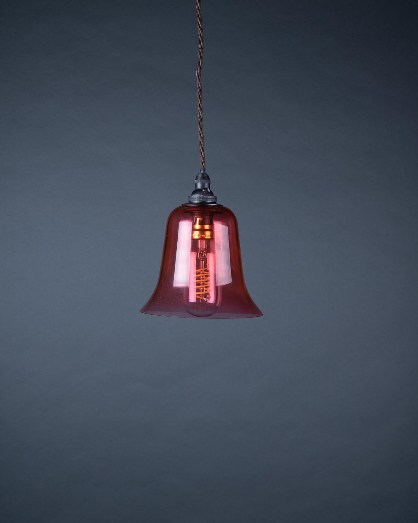Bell Shaped Cranberry Glass Pendant Light 2