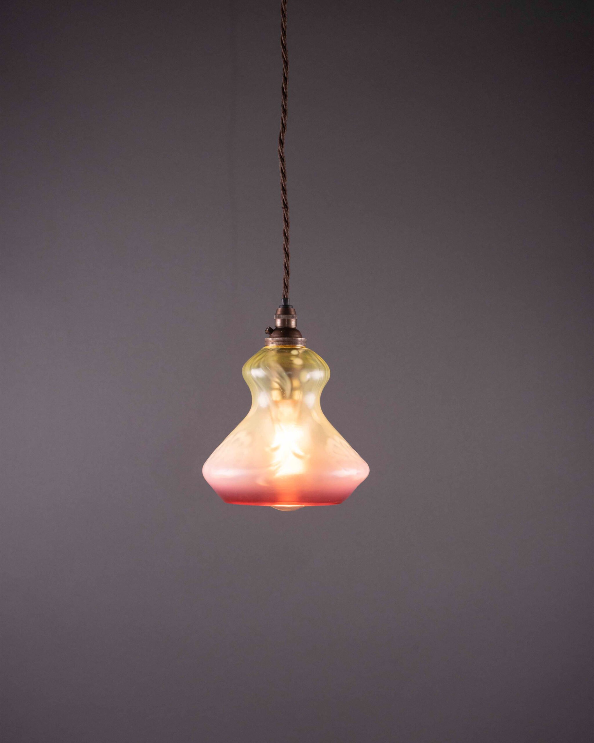 Antique Vaseline & Cranberry Glass Pendant Light