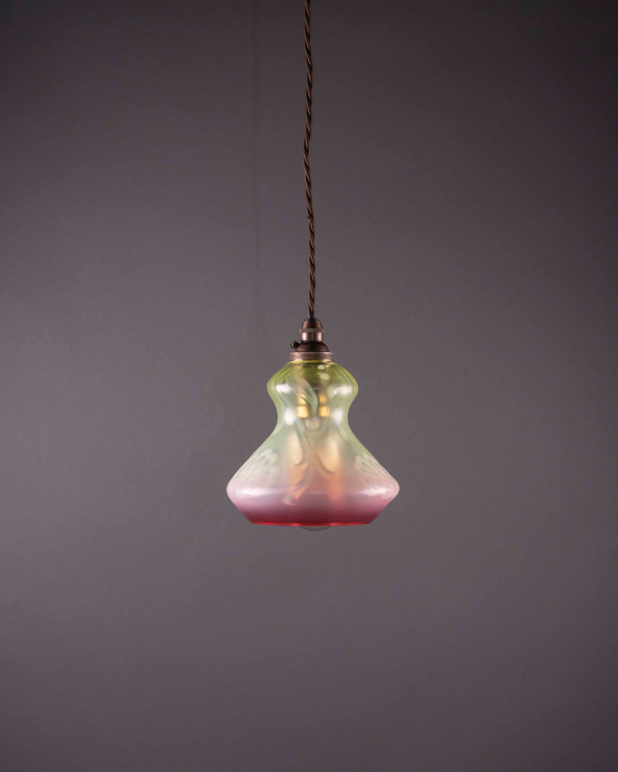 Antique Vaseline & Cranberry Glass Pendant Light 2