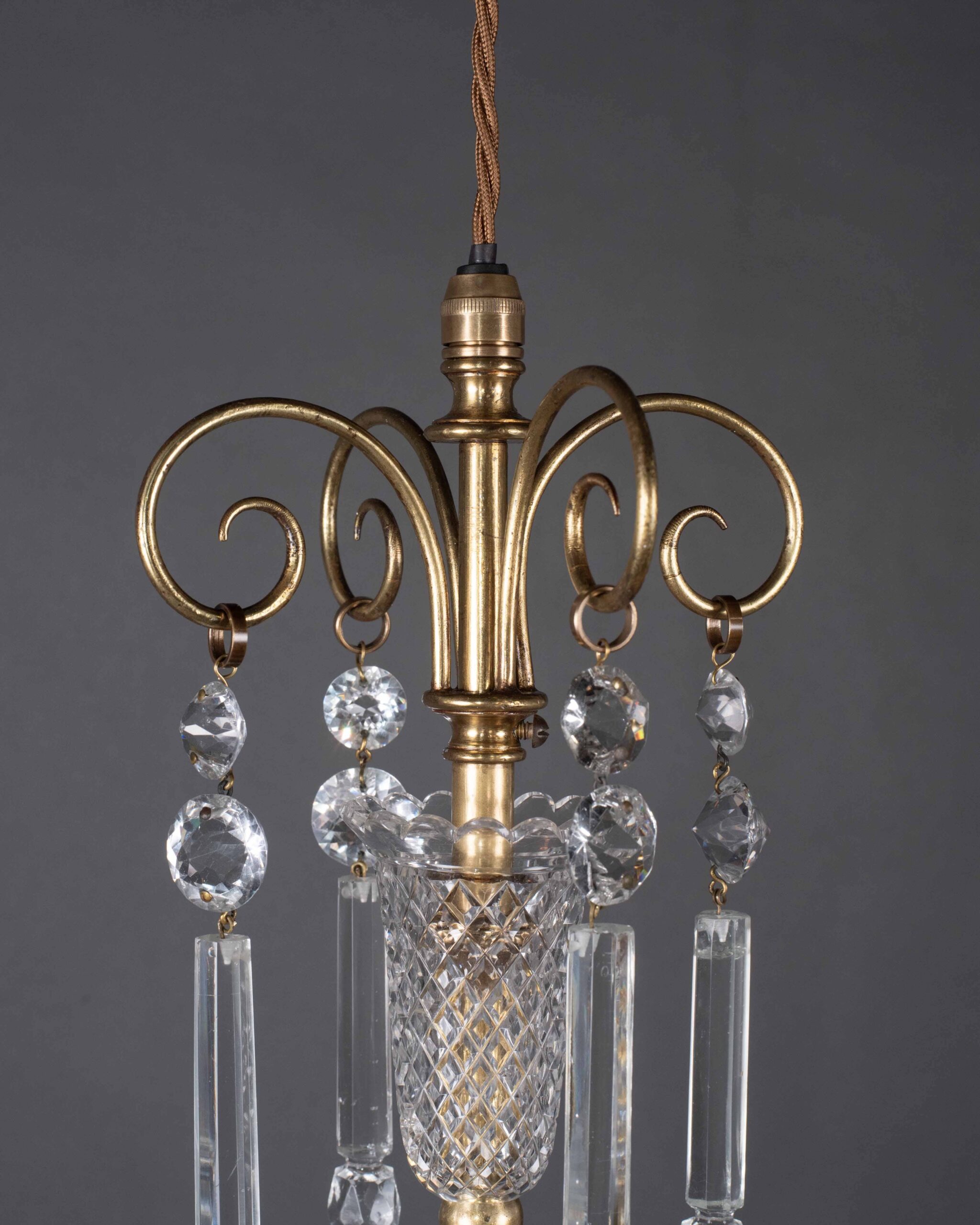 Set of 3 antique crystal pendant lights by F & C Osler 5