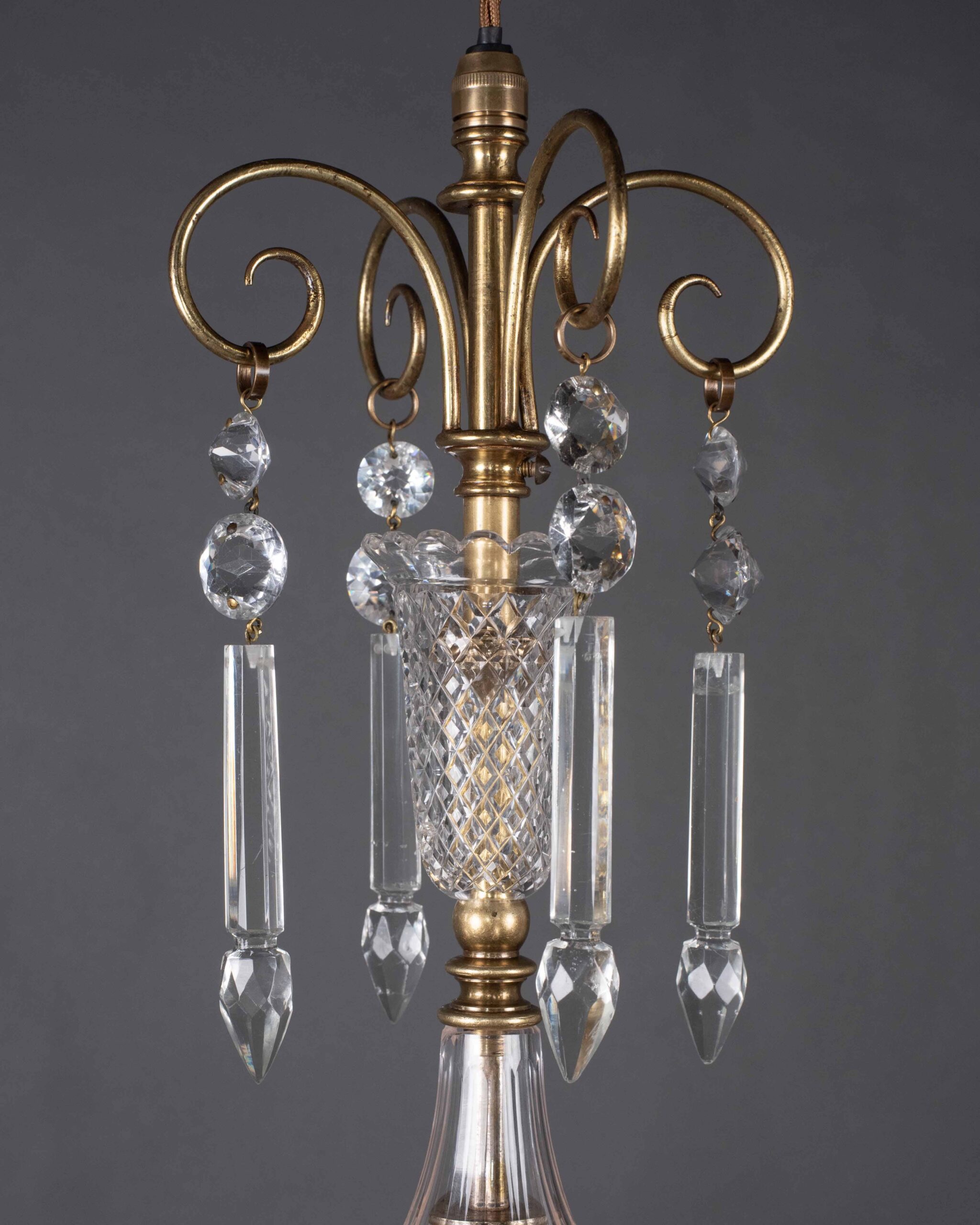 Set of 3 antique crystal pendant lights by F & C Osler 6