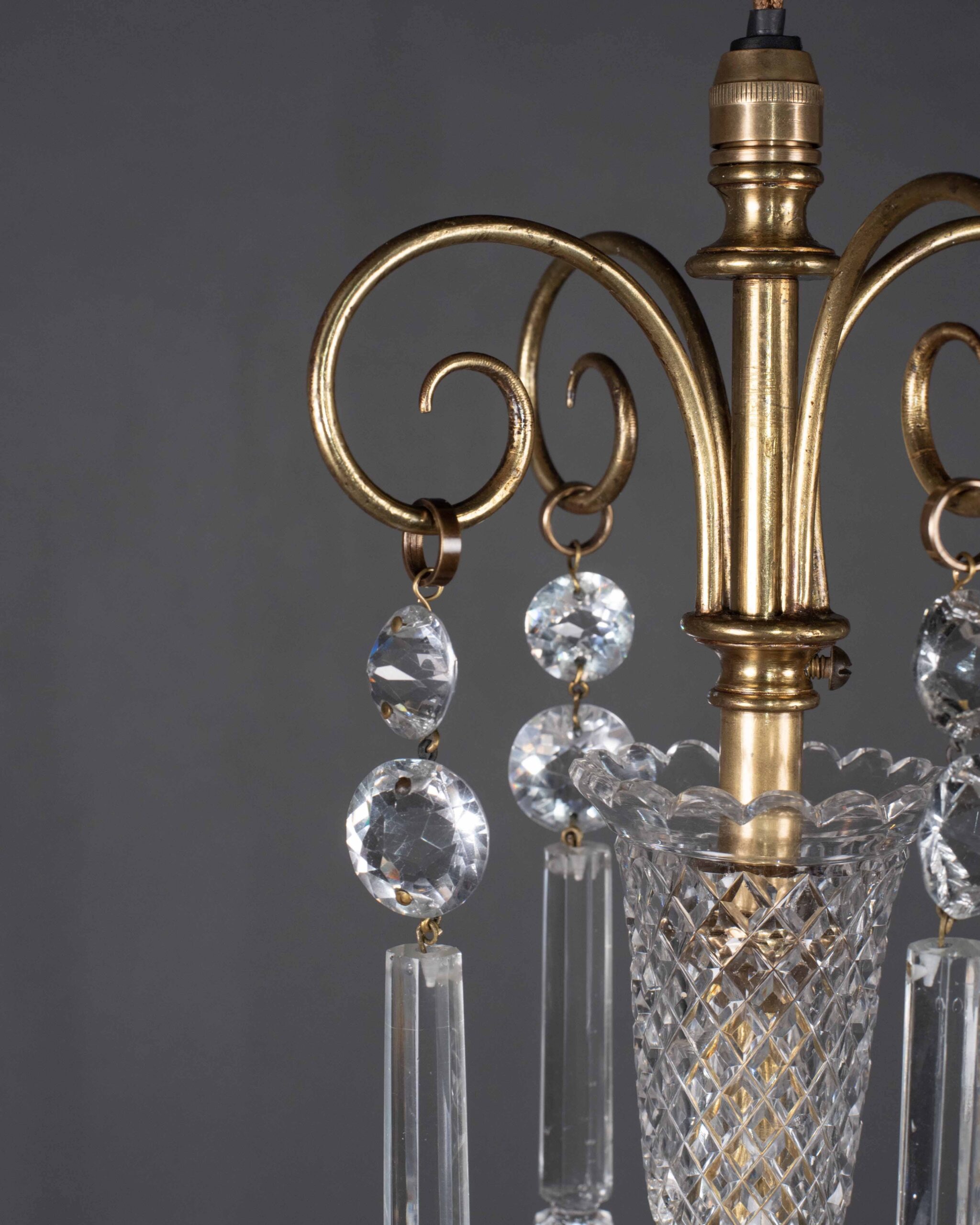Set of 3 antique crystal pendant lights by F & C Osler 8