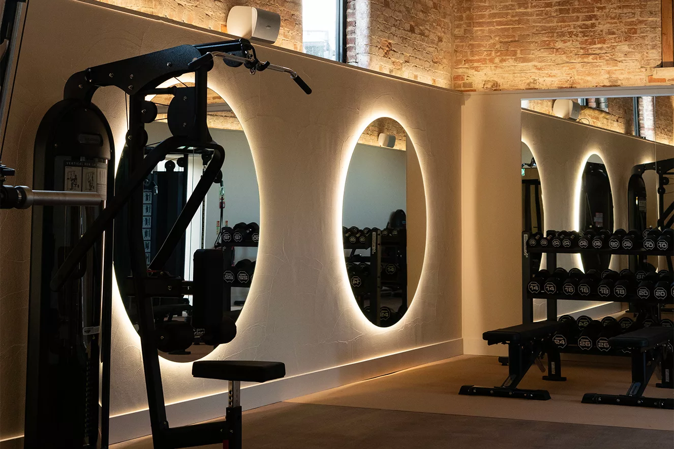 Commercial Lighting projects at Fritz Fryer lighting includes all kinds of hospitality and leisure settings, including gyms as seen here.