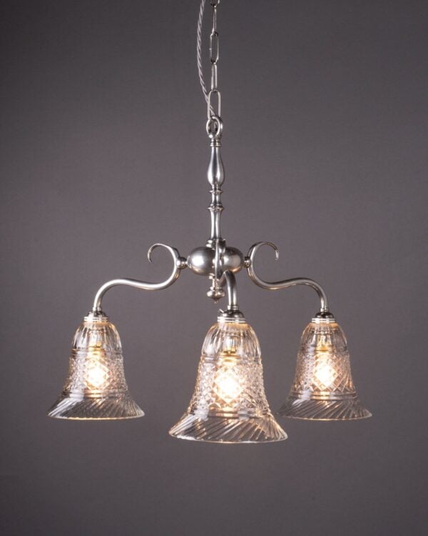 Faraday & Son antique chandelier with 3 cut glass crystal shades