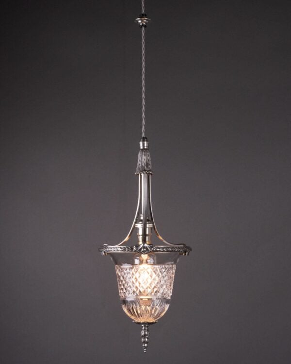 This equisite antique silver pendant light made by F&C Osler features a superb quality cut glass shade.